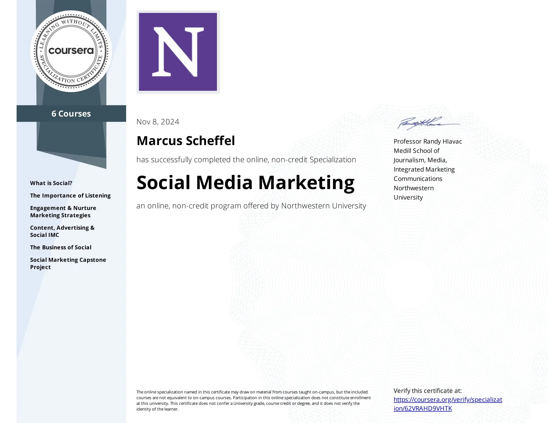 Northwestern University Social Media Marketing