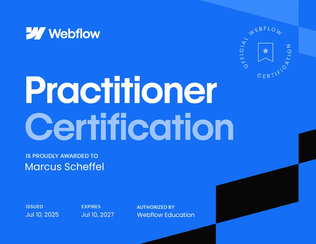 Webflow Practitioner Zertifikat
